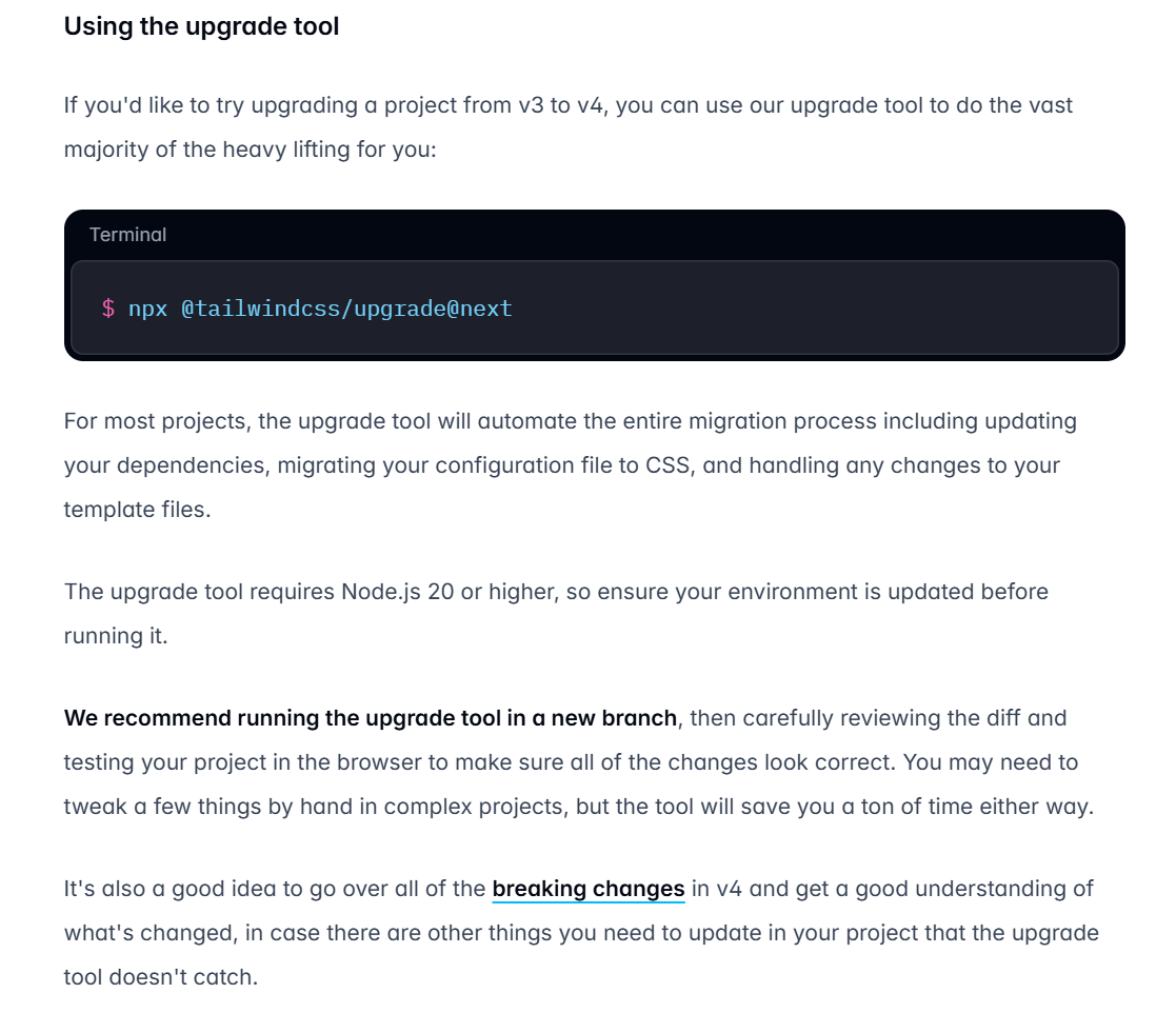 tailwind upgrade tool